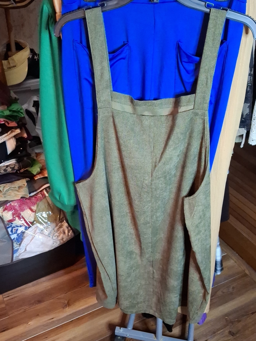 Olive Green Faux Courduroy Pinafore Jumper Dress 2xl NWOT